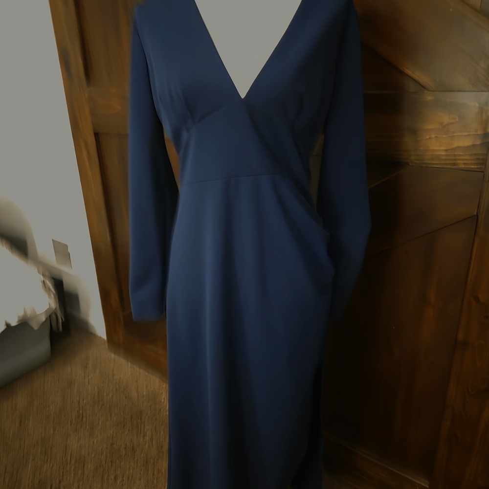 Chic Long Sleeve Navy Dress